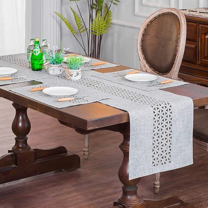 ARTABLE Gray Rectangle Fabric Table Runner Finished Edge 16 x 70 Inch | - Image 2