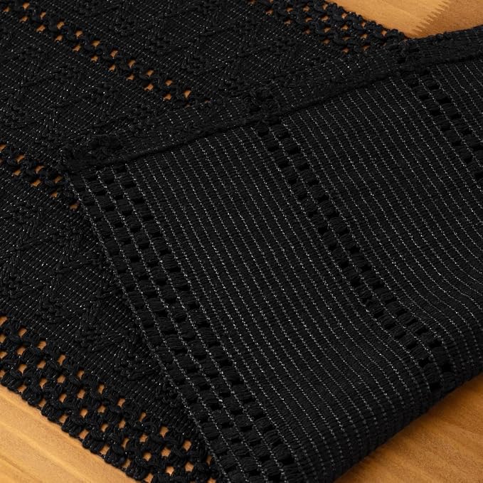 Black Boho Table Runner Farmhouse Macrame Woven Table Runner 12x36 Inch | Small - Image 5