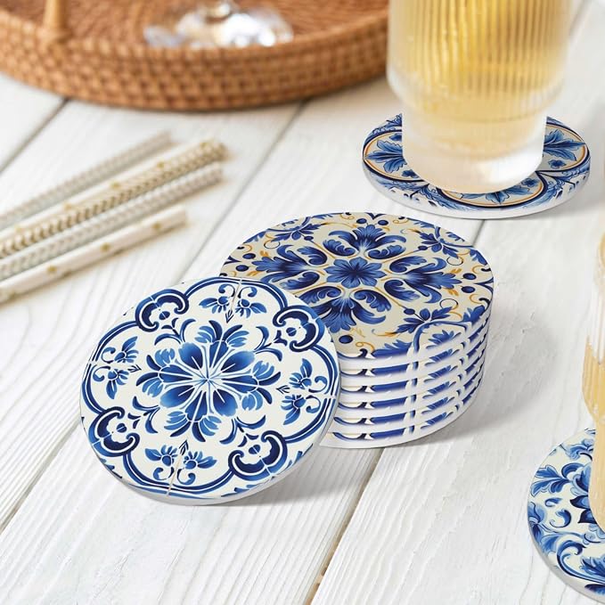 Coasters Set of 6, Coasters for Drinks Absorbent Stone - Image 8