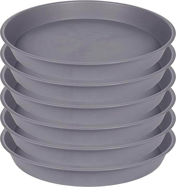 6 Pack Planter Saucer Tray Gray, 4 6 8 10 12 13 15 17 19 inch Pot Saucers by Bleuhome