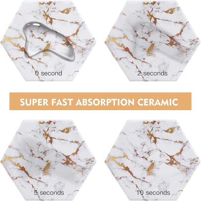 Marble Gold Coasters for Drinks Absorbent - Image 5