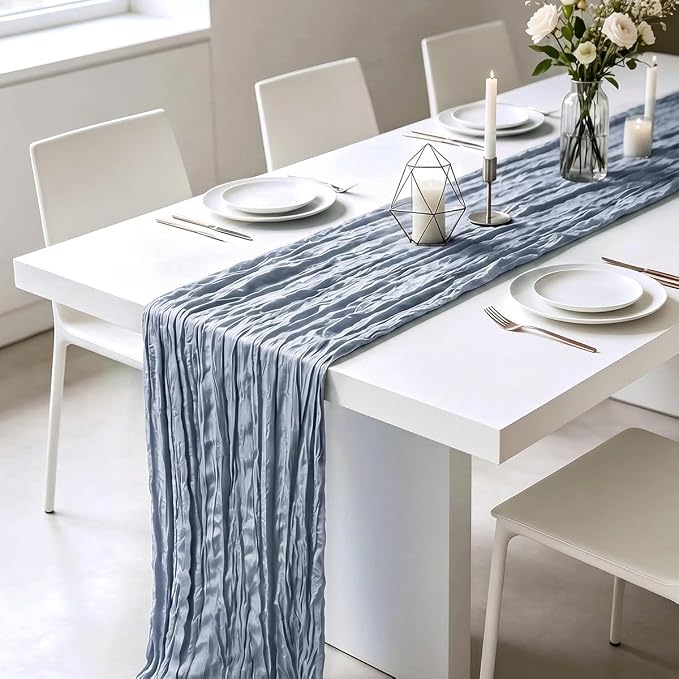 10 Pack Dusty Blue Cheesecloth Table Runner 21 x 120 Inch Boho Gauze Sheer - Image 4