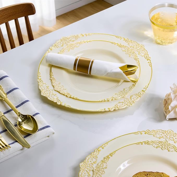 Bestluck 175PCS Ivory Disposable Dinnerware - Image 4
