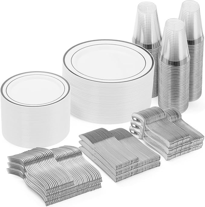420Pieces silver Disposable Plates by GoodLuck