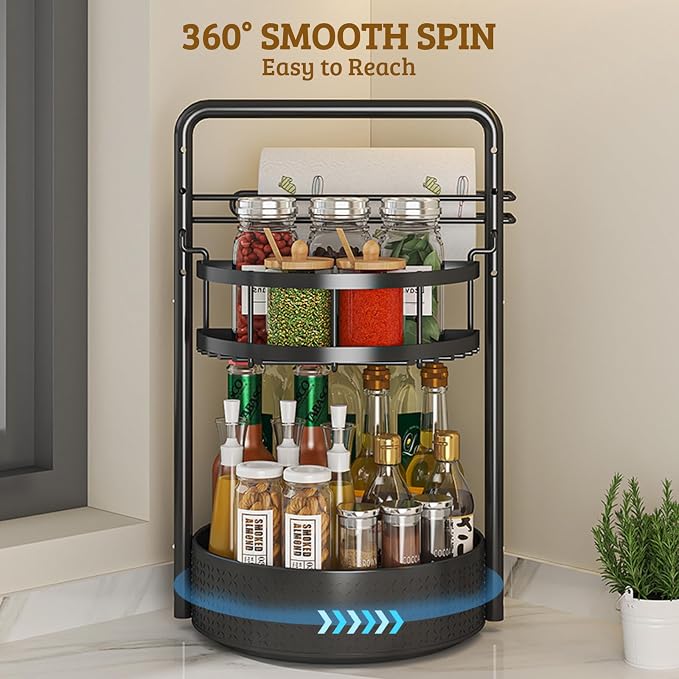 Rotating Spice Rack with Paper Towel Holder, Durable Iron, Seasoning Organizer - Image 5