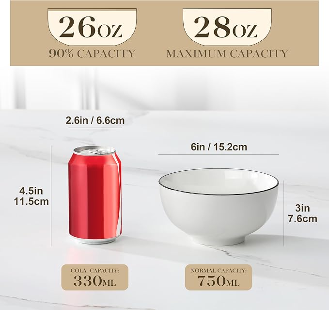 MALACASA Porcelain Soup Bowls, Dishwasher and Microwave Safe, Series Regular - Image 2