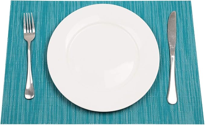SHACOS Woven Vinyl Placemats Set of 4 Non Slip Heat Resistant Place Mats - Image 3
