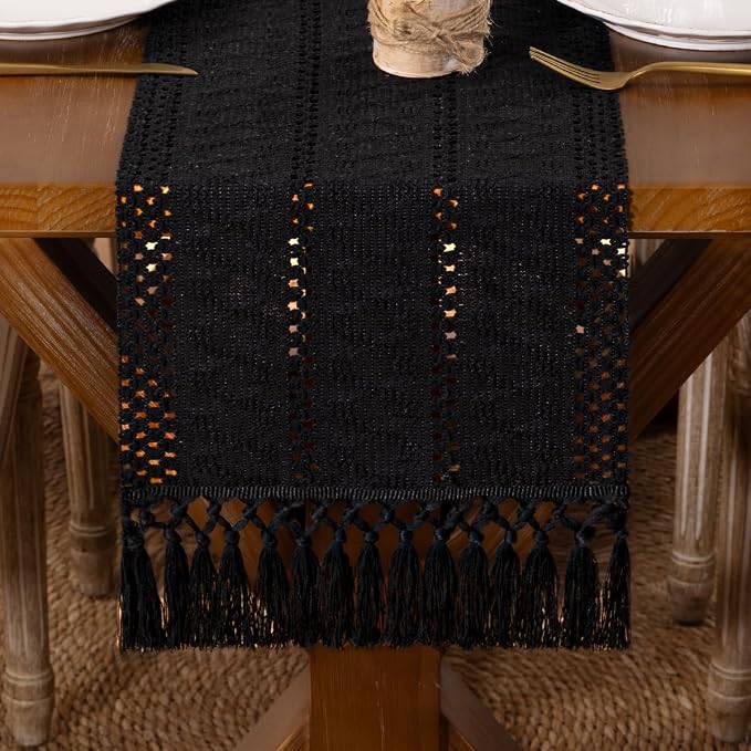 DeZerlor Boho Macrame Table Runner Spring Easter Farmhouse Woven Small Table by DeZerlor