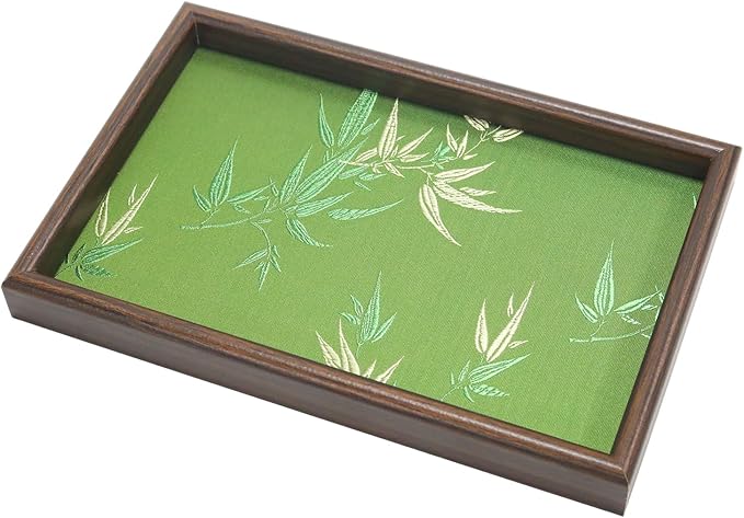 Bamboo Embroidered Decorative Tray 11.8 inch, Boho Catchall Tray, Nightstand by Unknown