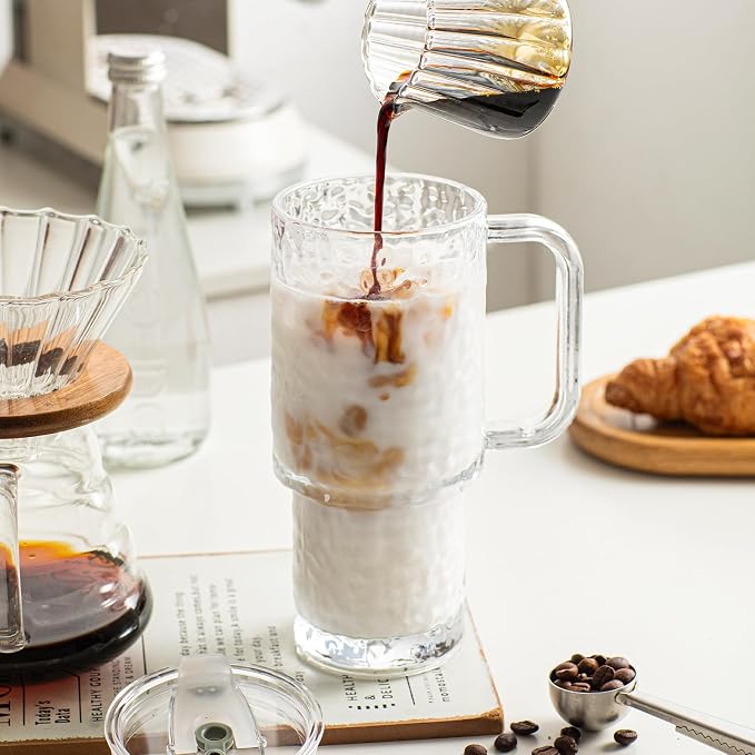 INSETLAN 24 oz Water Ripple Glass Tumbler - Image 4
