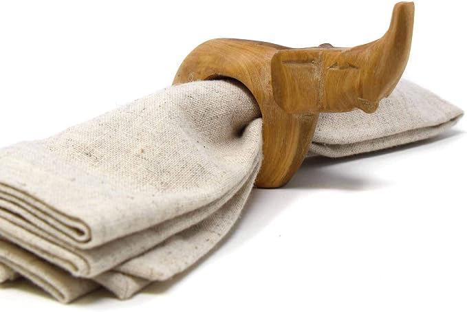 Handcarved Mahogany Wooden Napkin Ring Holders by Global+Crafts