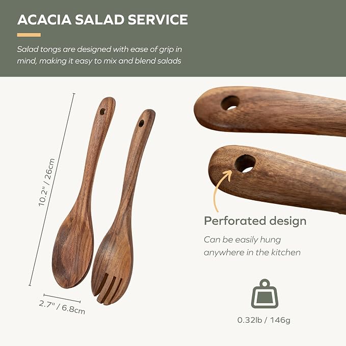 Muso Wood Acacia Salad Servers - Image 2