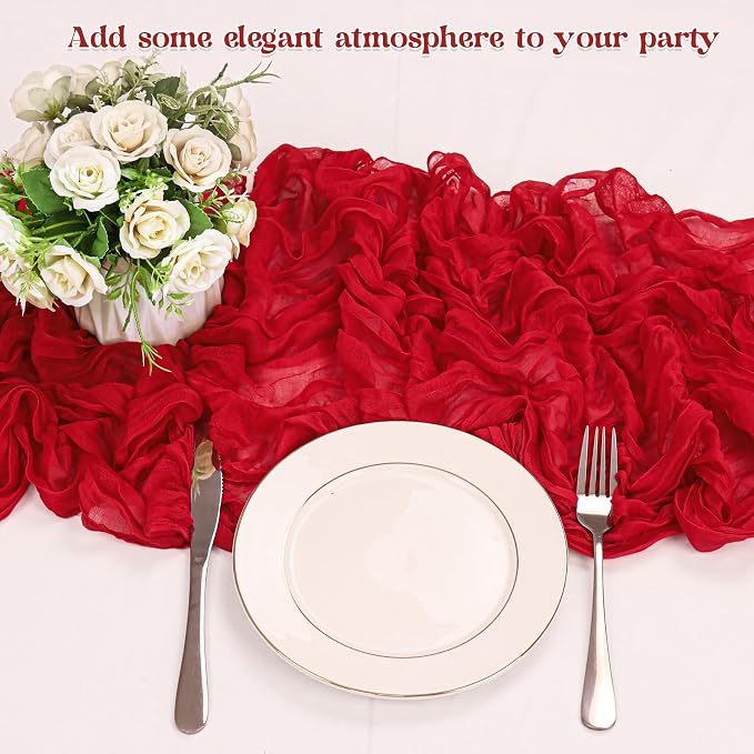 10 Pack Red Cheesecloth Table Runner 6FT Boho Gauze Fabric Table Runner Vintage - Image 5
