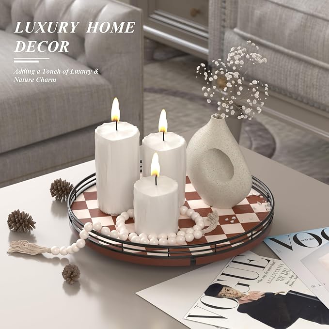 AMH 12-Inch Brown Checkerboard Lazy Susan - Image 3
