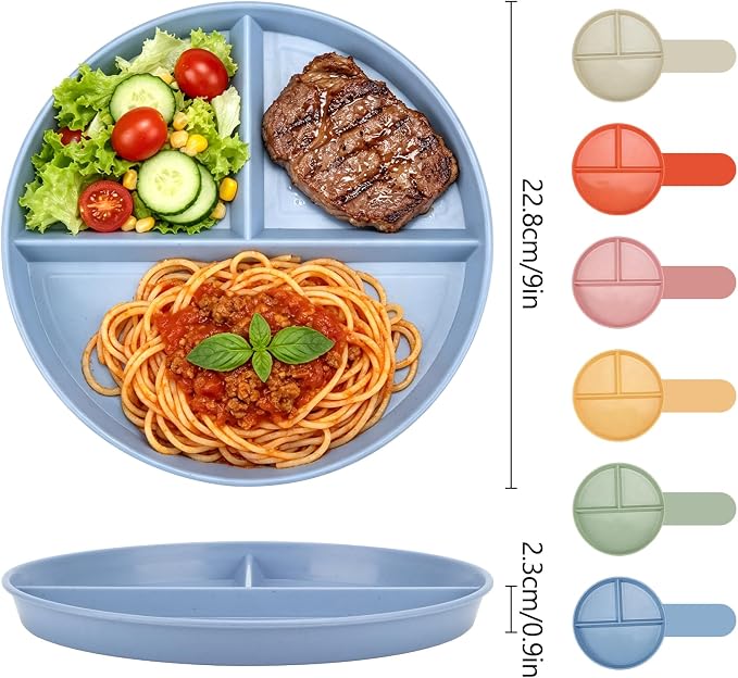 9-Inch Unbreakable Wheat Straw Divided Plates, Microwave & Dishwasher Safe | - Image 2