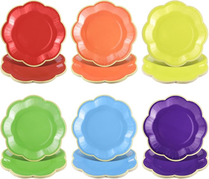 60 Pcs Colorful Paper Plates, 7 In Disposable Dessert Plates by NatNarr