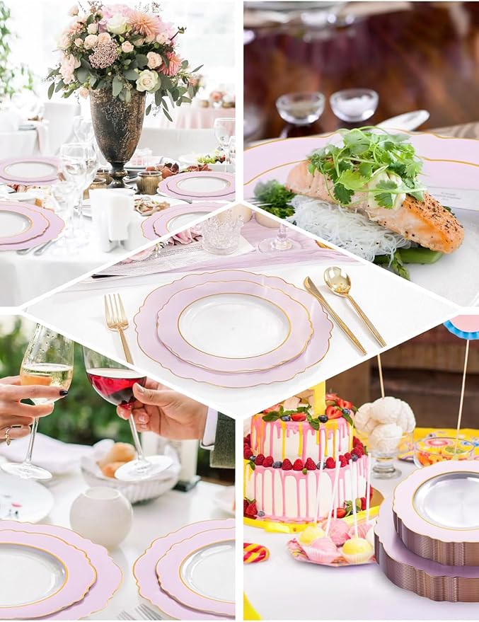 60Pcs Pink Plates Disposable - Image 7