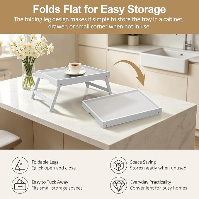 Bamboo Breakfast Trays with Folding Legs, laptops and serving in bed. - Image 4