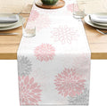 Dahlia Flower Table Runner 13x71 Inch Farmhouse Pink Gray Runners Modern Table by LXXTK