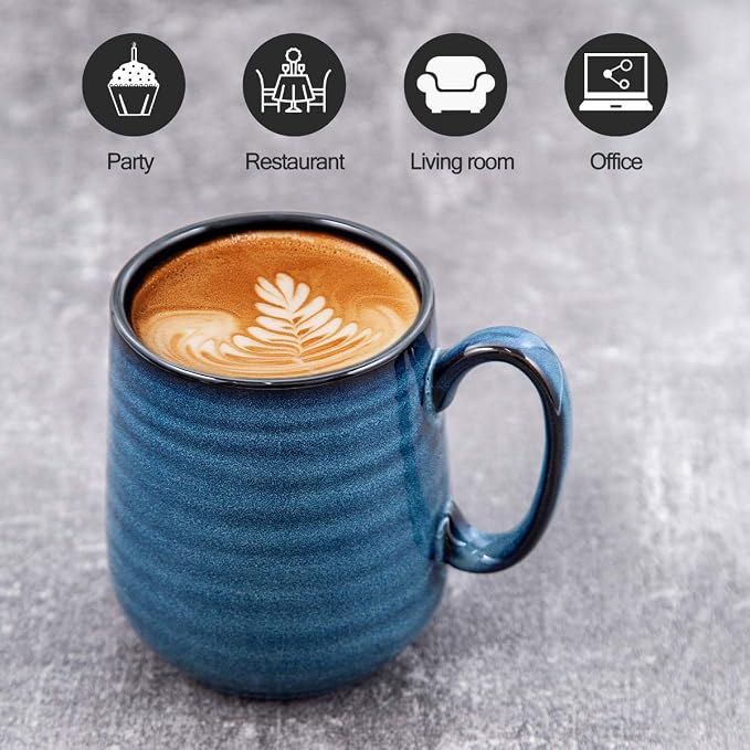 HASENSE Coffee Mugs Set of 4, 15 Ounce Porcelain Mug Set - Image 2