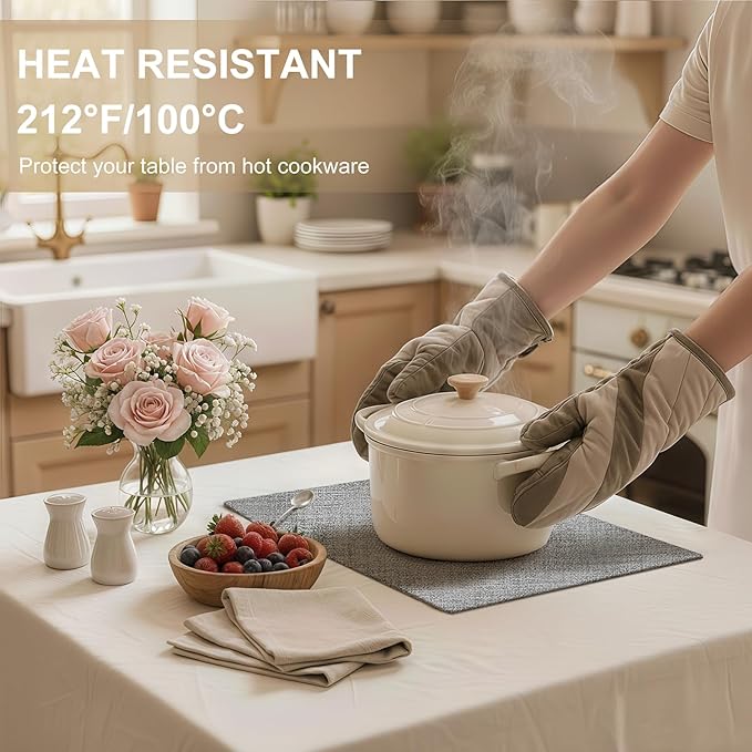 Faux Leather Heat Resistant Placemats 4 Packs, Waterproof Wipeable Dining PU - Image 3