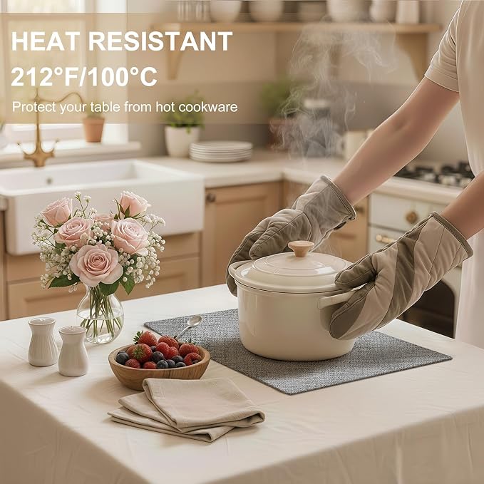 Faux Leather Heat Resistant Placemats 6 Packs, Waterproof Wipeable Dining PU - Image 3