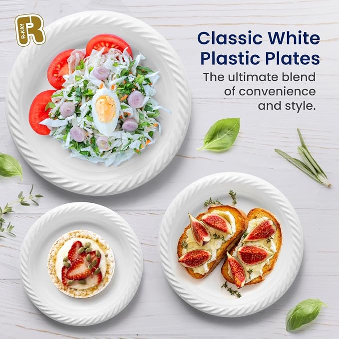 R-kay 100 Pack 7 Inch Plastic Plates Disposable - Image 6