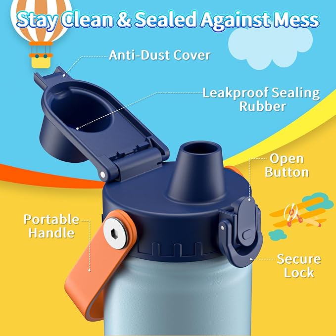 baab 18oz Kids Insulated Water Bottle 18/8 Stainless Steel Kids Cup 2 Pack | - Image 3