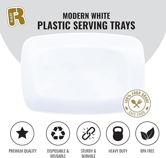 R-kay 6 Pack White Serving Tray - Image 5