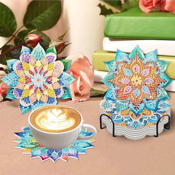 8 PCS Succulent Diamond Art Coasters - Image 4