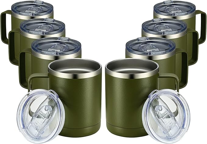 MEWAY 12oz Coffee Mug With Handle 8 Pack Bulk, Stainless Steel Insulated Travel by MEWAY
