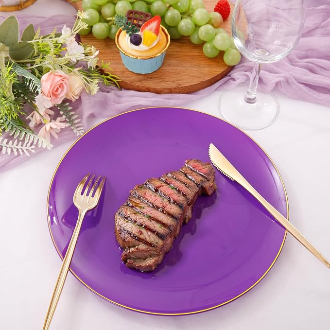 PULOTE 100PCS Purple Plastic Plates - Image 4