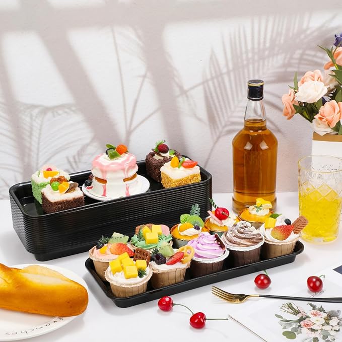 20 Pcs Serving Platters 14 x 6 Inch Rectangle Serving Trays Reusable Food Tray - Image 3