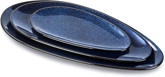 vicrays Large Oval Serving Platters, Stackable Serving Trays Serving Plates by VicraysCeramic