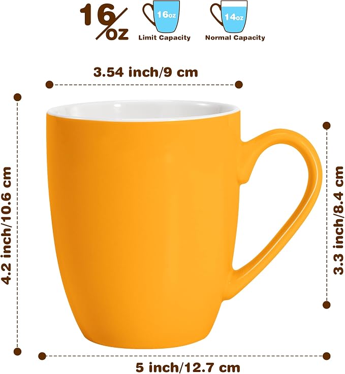 Urbanstrive 16 oz Large Coffee Mugs Set of 6 Ceramic Coffee Mug White Coffee - Image 2