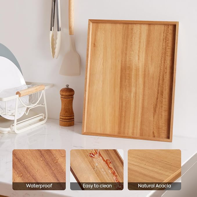 SimpleArt Acacia Wood Serving Tray: Large Rectangular Platter - Image 3