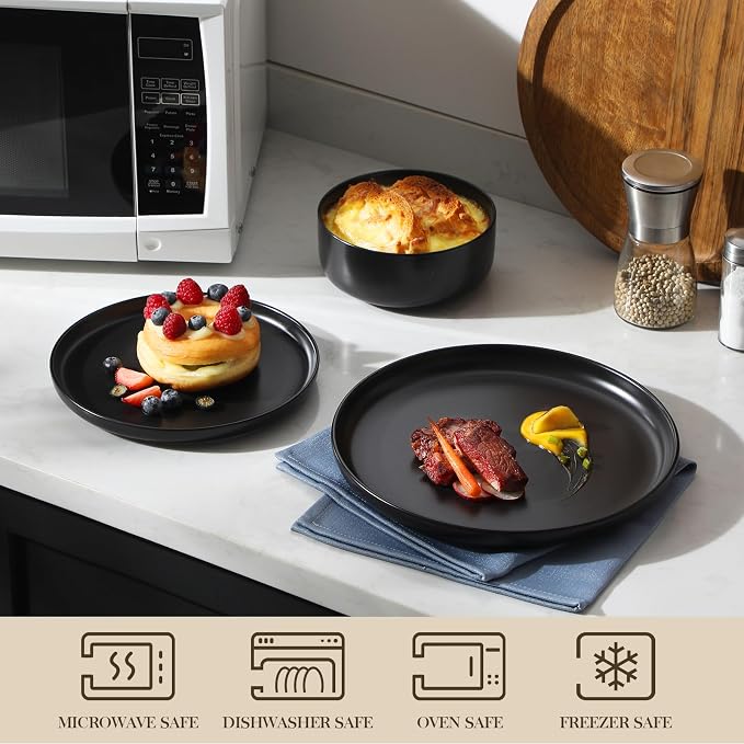 MALACASA 12 Pcs Porcelain Plates and Bowls Sets, Dinnerware Set - Image 4