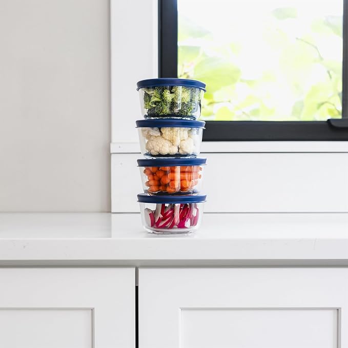 8-Piece Glass Food Storage Containers Set | 1-Cup, Leakproof | Microwave - Image 3