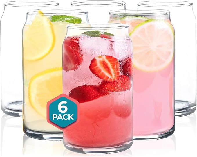 Can Shaped Drinking Glasses 16 oz by Homesphere