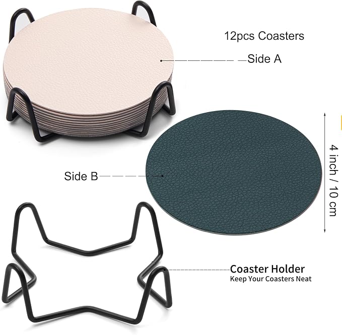 Faux Leather Drink Coasters - Image 6
