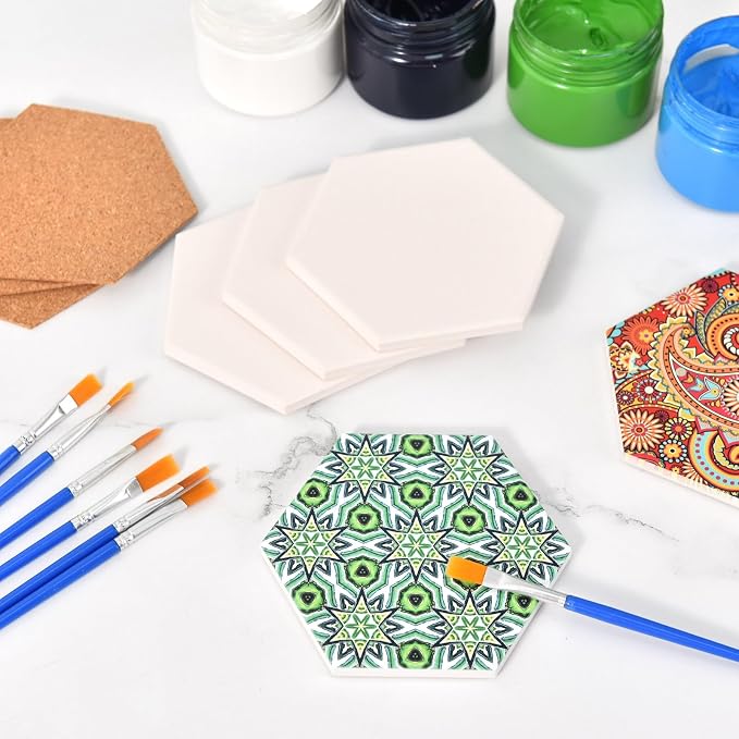 24 Pcs Ceramic Tiles for Crafts White Ceramic Coasters for Crafts - Image 2
