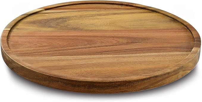 9" Acacia Wood Lazy Susan Organizer Kitchen Turntable by AUAM