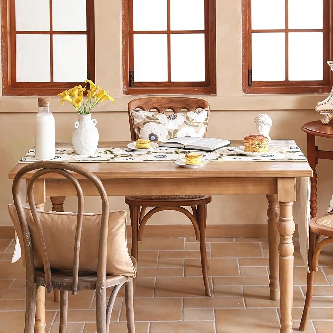 bilin gaier Designer French Linen Small Table Runner, Floral Pattern, Dining - Image 9