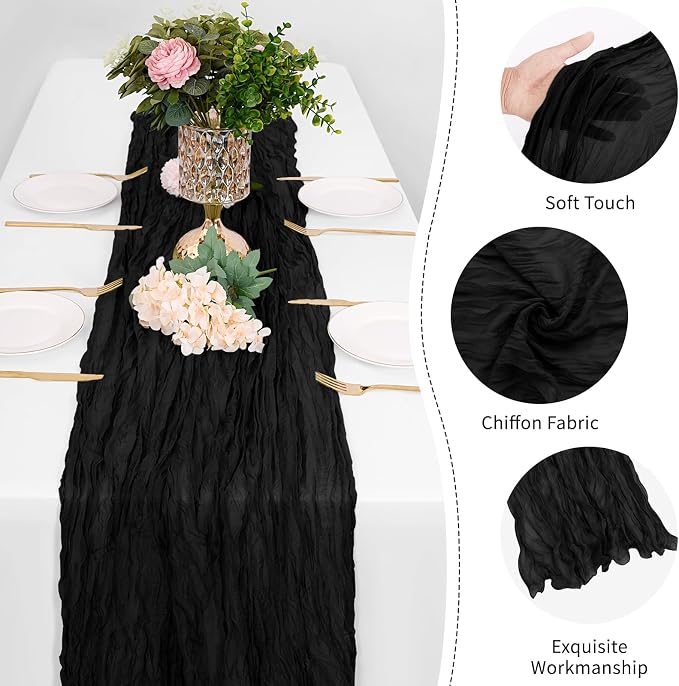 12 Pack Black Cheesecloth Table Runner 17 x 108 Inch Gauze Table Runner Fabric - Image 5