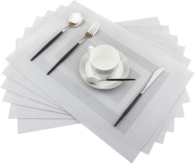 PIGCHCY Placemats Set of 6, Washable Woven Vinyl Kitchen Table Mats Non Slip by PIGCHCY