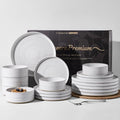 Stoneware Dinnerware Sets for 6, Reactive Glaze Plates and Bowls Set, Chip & by FamiwarePremium