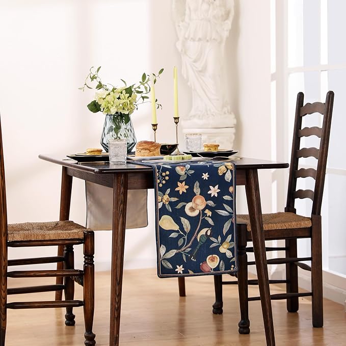 bilin gaier Designer Vintage Linen Long Table Runner, Floral Pattern, Dining - Image 3