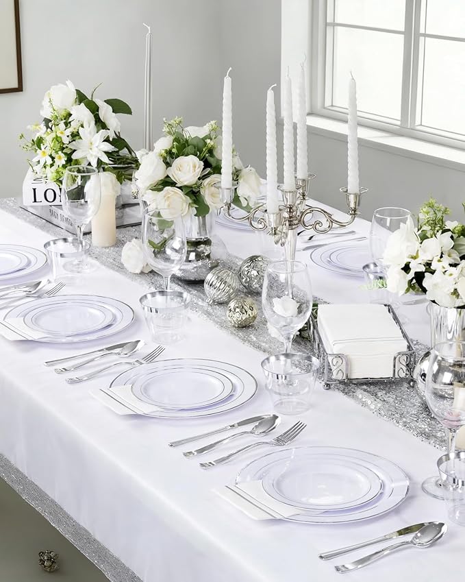GATHER 700PCS Silver Plastic Plates 100 Guest - Image 7