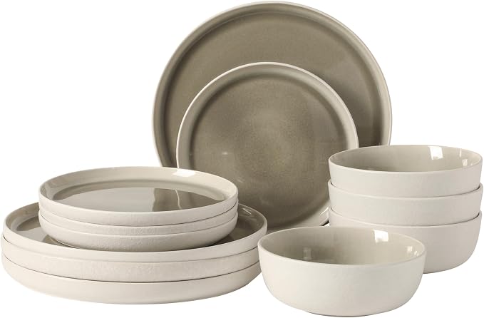 Gibson Elite Tahoe Sunset 12-Piece Reactive Stoneware Dinnerware Set – Matte by GibsonHomewares