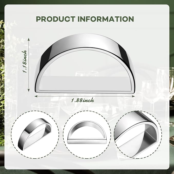 20 Pcs Stainless Steel Napkin Rings Metal Napkin Ring Holders Fall Thanksgiving - Image 2